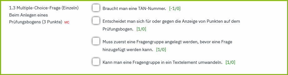 MC einzeln Frage