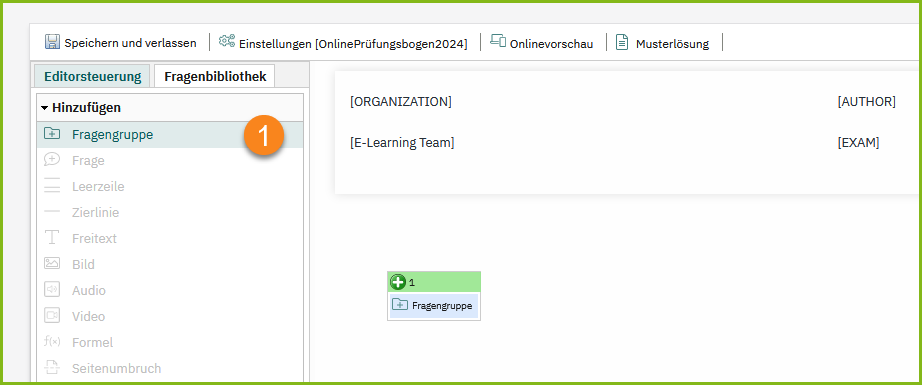 Fragengruppe anlegen