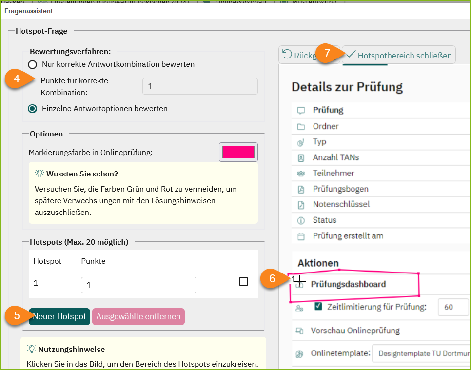 Bewertung und Hotspot anlegen