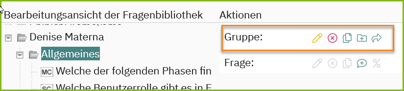 Funktionen der Fragengruppe