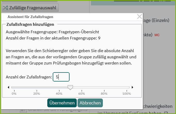 Zufall einstellen